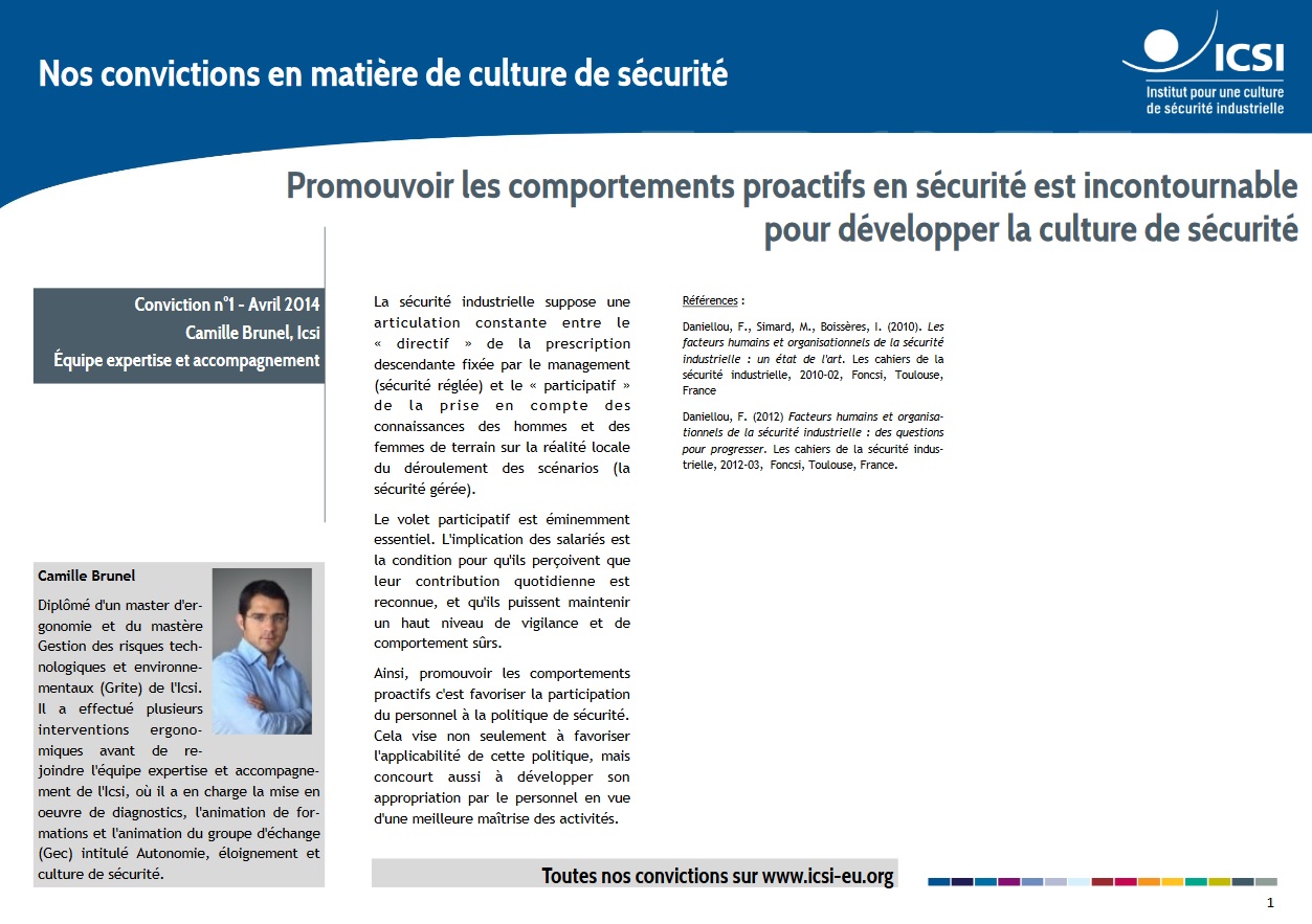 Promouvoir les comportements proactifs en sécurité est incontournable pour développer la culture de sécurité