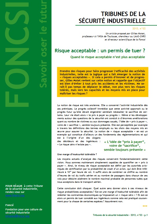 Risque acceptable : un permis de tuer ?