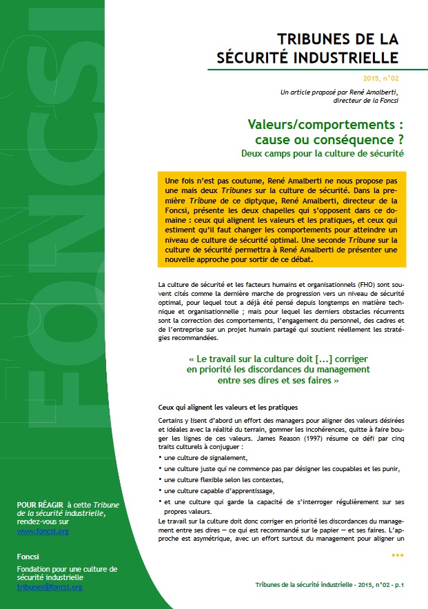 Valeurs/comportements : cause ou conséquence ? 