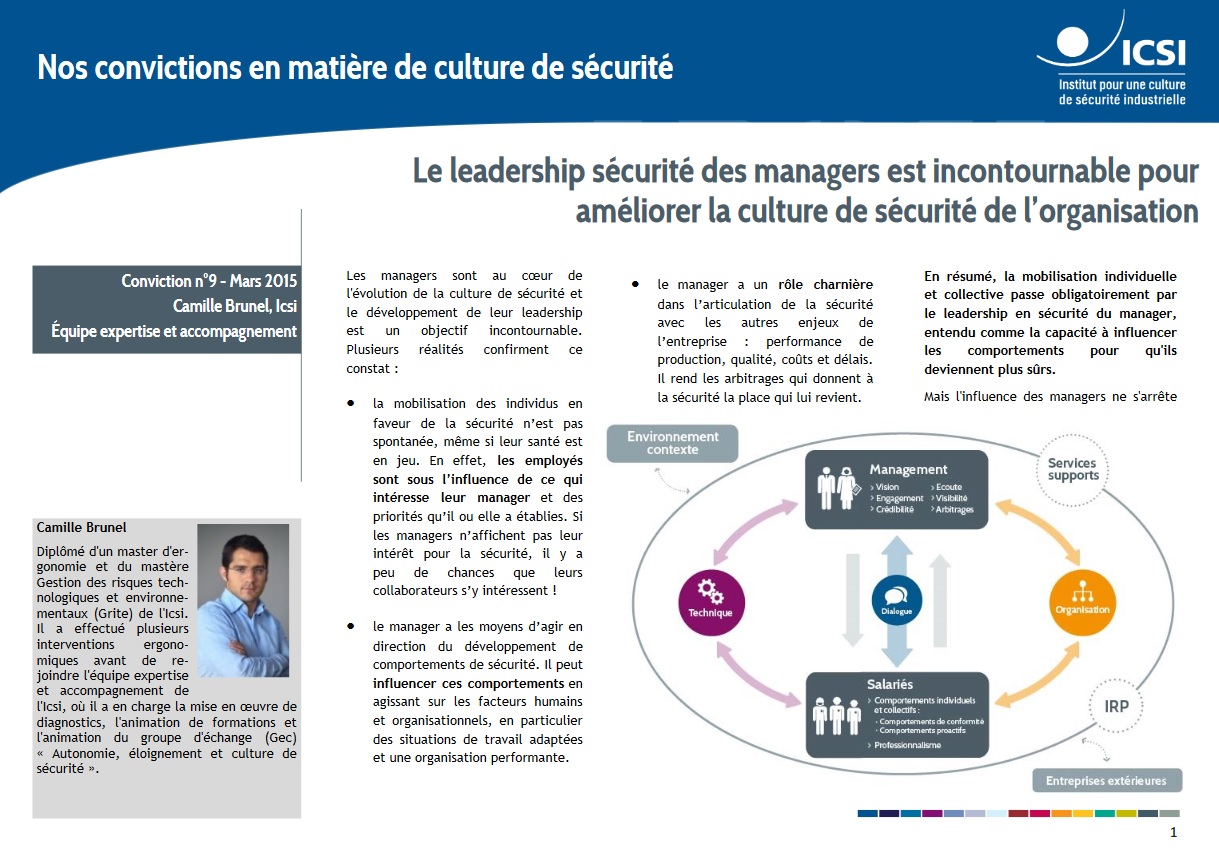 Le leadership sécurité des managers est incontournable pour améliorer la culture de sécurité 