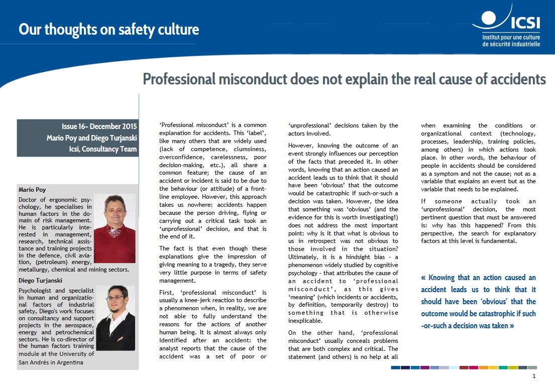 Professional misconduct does not explain the real cause of accidents