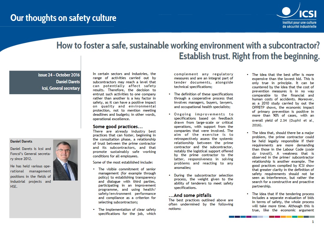 How to foster a safe, sustainable working environment with a subcontractor? Establish trust. Right from the beginning.