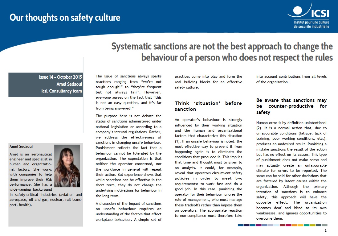 Systematic sanctions are not the best approach to change the behavior of a person who does not respect the rules