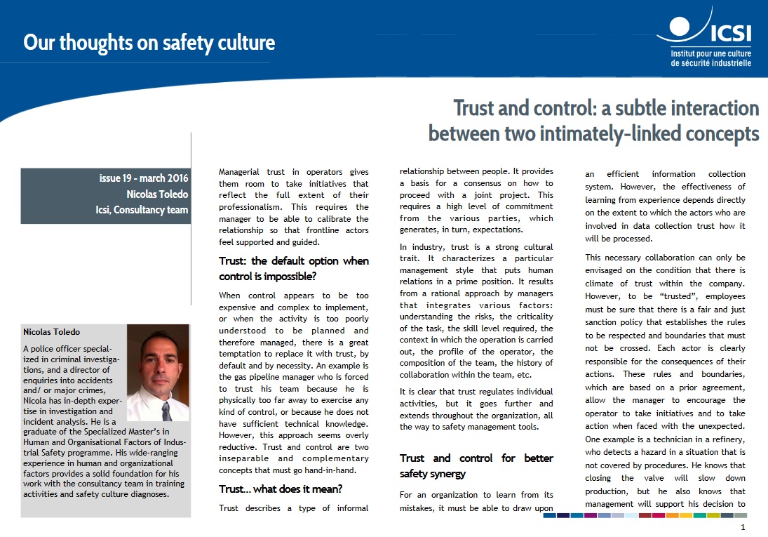 Trust and control: a subtle interaction between two intimately-linked concepts